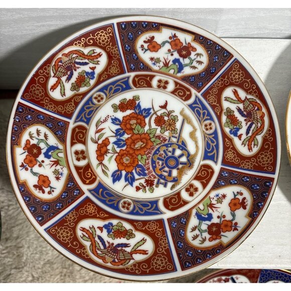 Japanese Imari Plates With Floral & Bird Designs 6.25" Set Of 3 Vintage - Picture 3 of 7